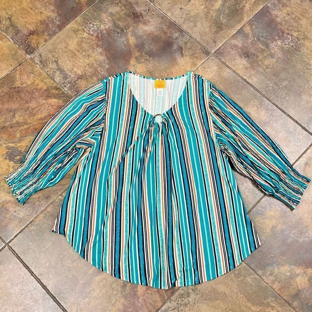 Ruby Rd. Striped Blouse 1X - Picture 4 of 12